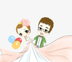 卡通人物结婚素材