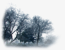 冬日雪景树木水墨素材