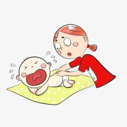 被打屁股的小孩卡通妈妈和哭闹的宝宝高清图片