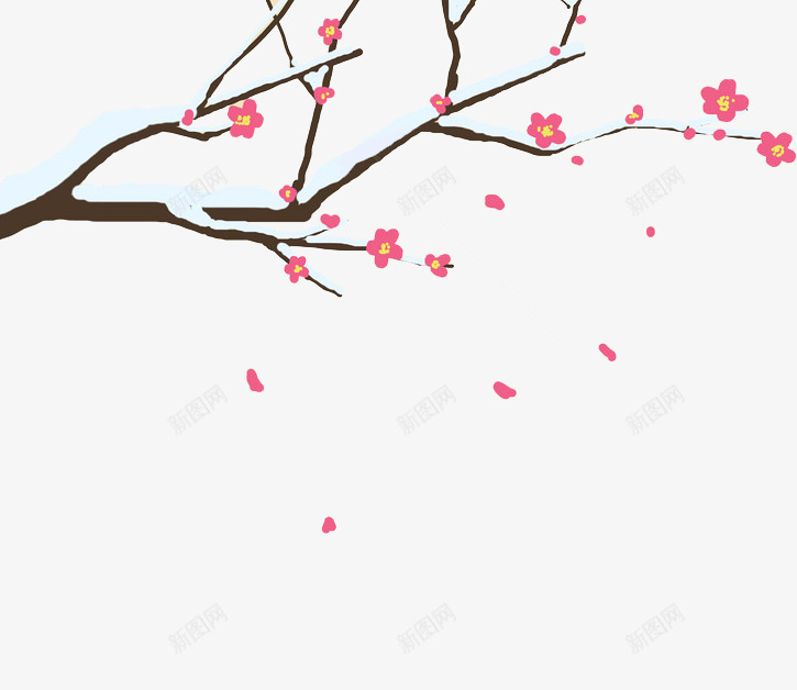卡通白雪皑皑的树枝png免抠素材_88icon https://88icon.com 寒冬 插图 树枝 梅花 白雪皑皑 飘落的