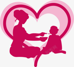 粉色母亲节爱心母子素材