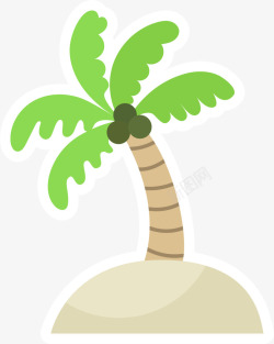 绿色卡通海岛椰树素材