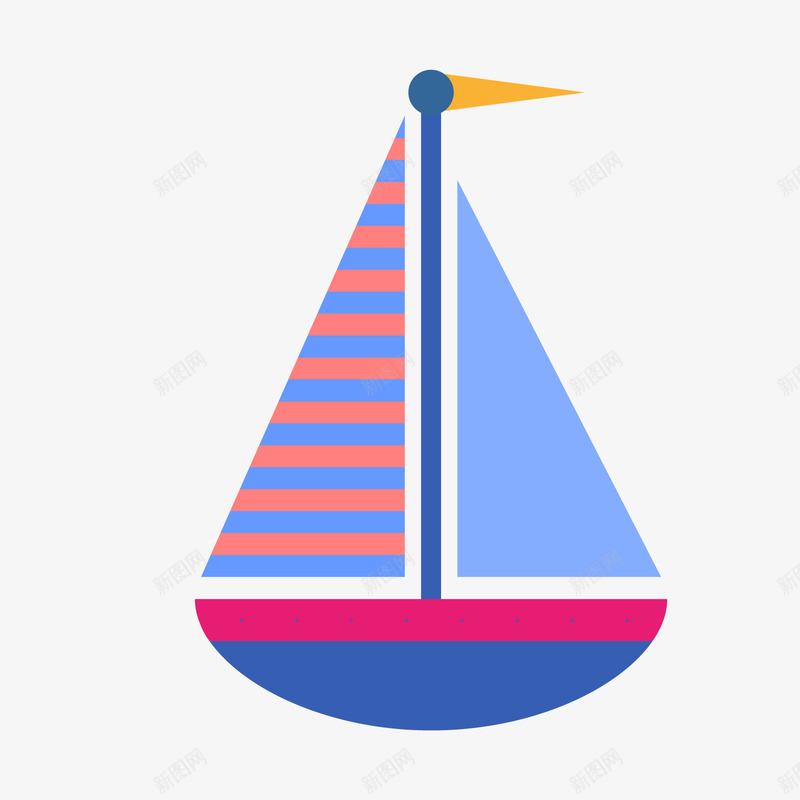 海上蓝色小帆船png免抠素材_88icon https://88icon.com 卡通小船 卡通帆船 海上装饰 背景装饰 蓝色帆船