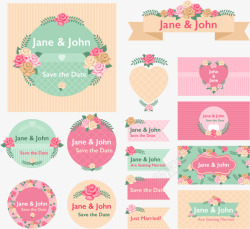 15款花卉婚礼标签素材