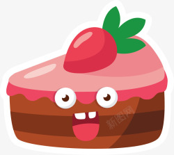 粉红草莓卡通蛋糕矢量图素材