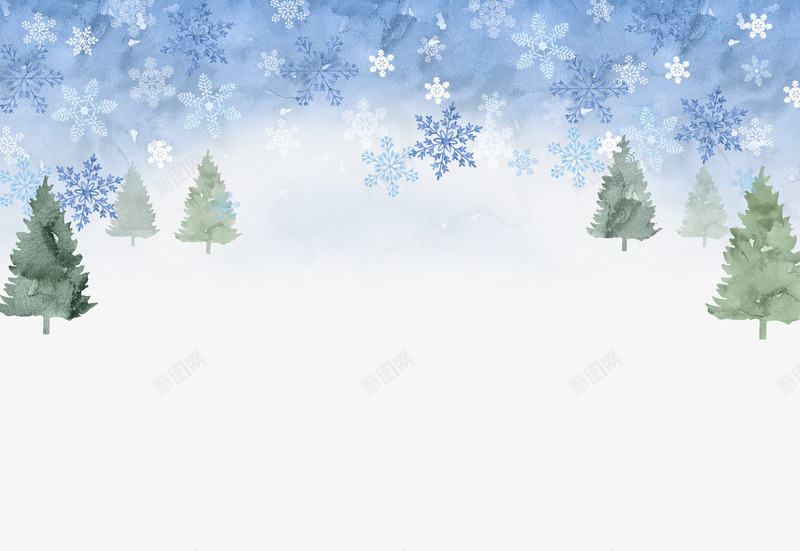 雪地中的松树png免抠素材_88icon https://88icon.com 冬季 卡通 天气 松树 水彩 白雪 绿植 雪花