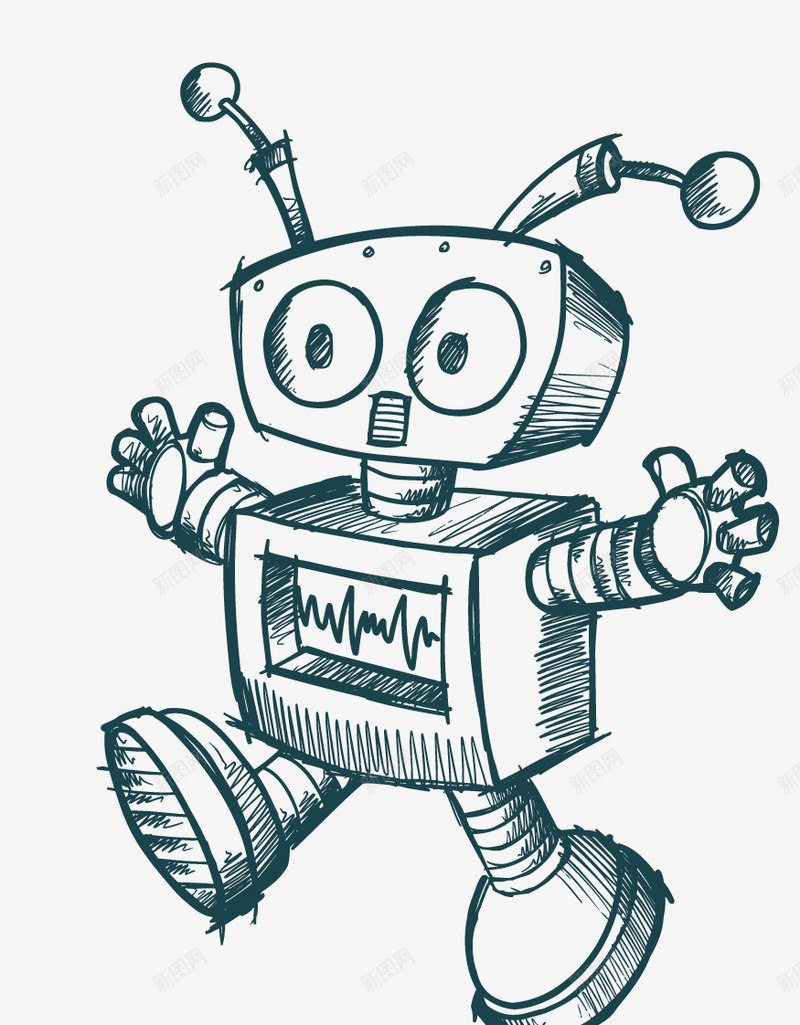 手绘卡通素描机器人png免抠素材_88icon https://88icon.com 卡通机器人 可爱机器人 手绘 智能 智能家电 机器人行走 科技 素描 迷你机器人