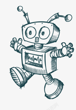 可爱机器人手绘卡通素描机器人高清图片
