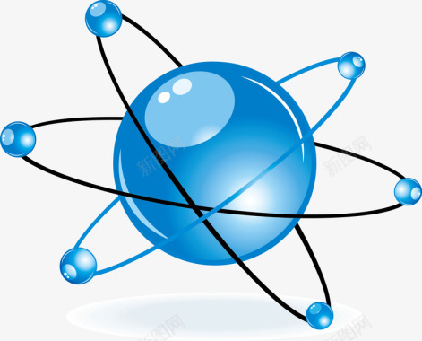 蓝色圆球曲线环绕图标图标