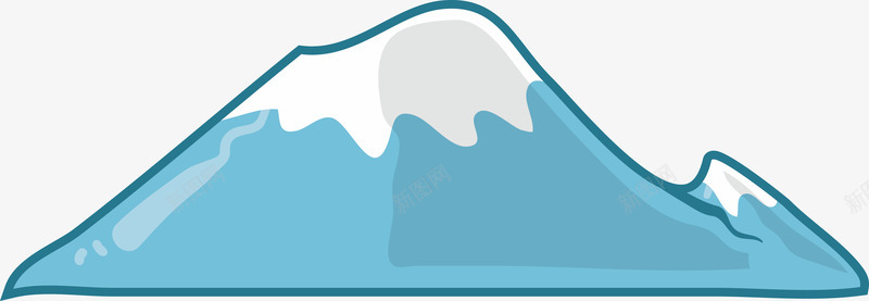 高山卡通蓝色雪山顶图标图标