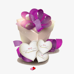 紫色礼物盒丝带花素材