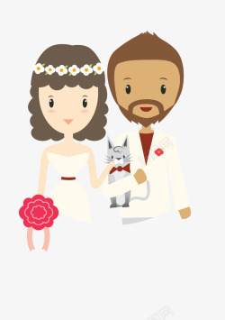 小狗新郎新娘新婚幸福的新郎新娘高清图片