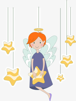 儿童挂饰可爱天使和星星挂饰矢量图高清图片