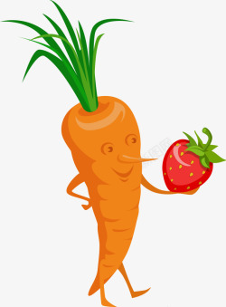 胡萝卜拿着草莓矢量图素材