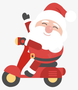 红色电瓶车卡通骑电瓶车的圣诞老人高清图片