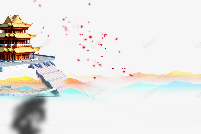 古风亭台楼阁手绘png免抠素材_88icon https://88icon.com 中国风建筑 亭台 古建筑 手绘古建筑 手绘建筑 海报 阁楼