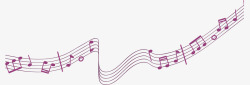 悠扬音符紫色飘扬的五线谱矢量图高清图片
