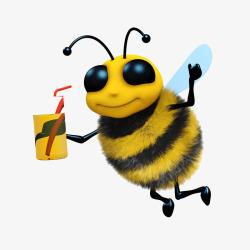 蜜蜂喝饮料素材