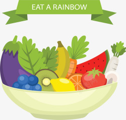 碗中的健康彩虹果蔬矢量图素材