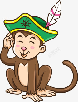 棕色猴子素材戴帽子的猴子高清图片