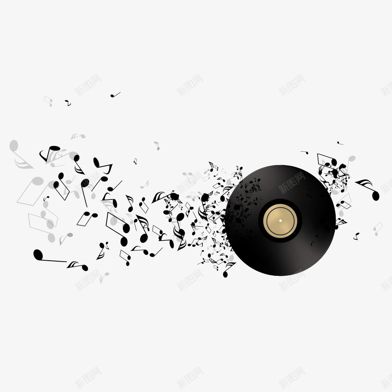 潮流音符舞动png免抠素材_88icon https://88icon.com 光盘 动感 唱片 音乐 音符 黑色