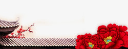 中国风红色亭子建筑红砖瓦房高清图片