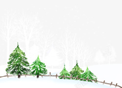 卡通手绘雪景素材