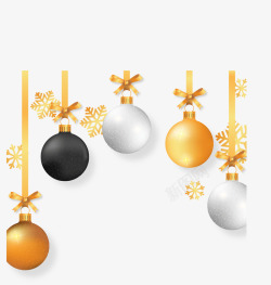 金银色的圣诞球挂饰矢量图素材