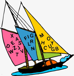 可爱彩色帆船图形素材