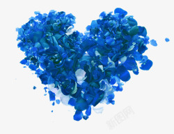 精美蓝色的花瓣组成的心图素材