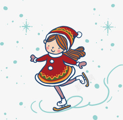 雪天滑雪女孩冬季旅游素材