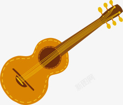 水彩黄色吉他矢量图素材