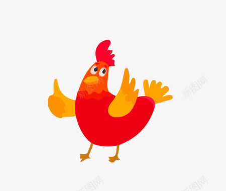 红色波纹红色小鸡矢量图图标图标