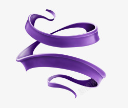 立体紫色节日丝带素材