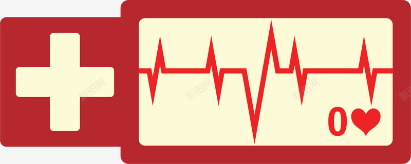 红十字心跳检测图标图标