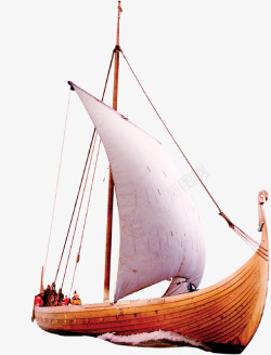 手绘木制帆船图案矢量图素材