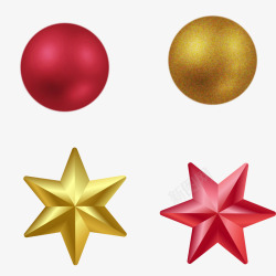 星形素材金色红色星星和吊球高清图片