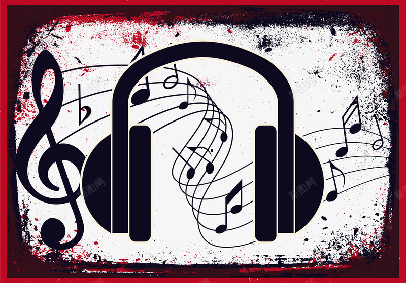 复古乐谱png免抠素材_88icon https://88icon.com 古典 磨砂效果 红色 耳机 音乐手绘 音符
