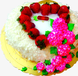 草莓花朵制作蛋糕成品素材