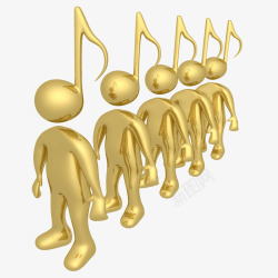 合唱团群体3D质感金色音符插画高清图片