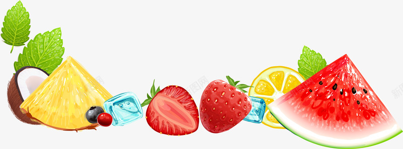 水果西瓜草莓椰子冰块橙子psd免抠素材_88icon https://88icon.com 冰块 椰子 橙子 水果 草莓 西瓜