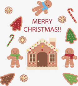 小屋饼干圣诞节可爱饼干花纹矢量图高清图片