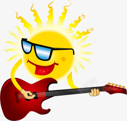 弹吉他的太阳素材