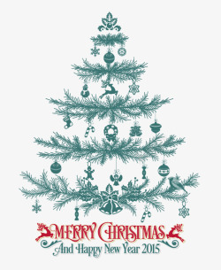 蓝色圣诞礼物卡通圣诞树上的装饰矢量图高清图片