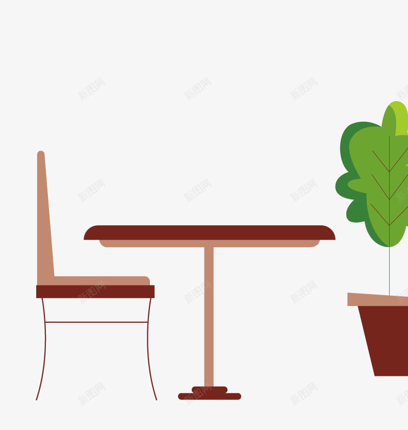 桌子椅子png免抠素材_88icon https://88icon.com 卡通 手绘 椅子矢量 植物 盆栽