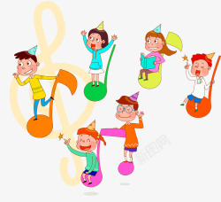 手绘可爱插图六一儿童节唱歌的孩素材