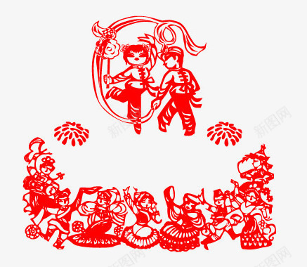 中国恭贺新年剪纸png免抠素材_88icon https://88icon.com 中国剪纸 中国红 剪纸 庆祝新年图片 恭贺新年 新年剪纸