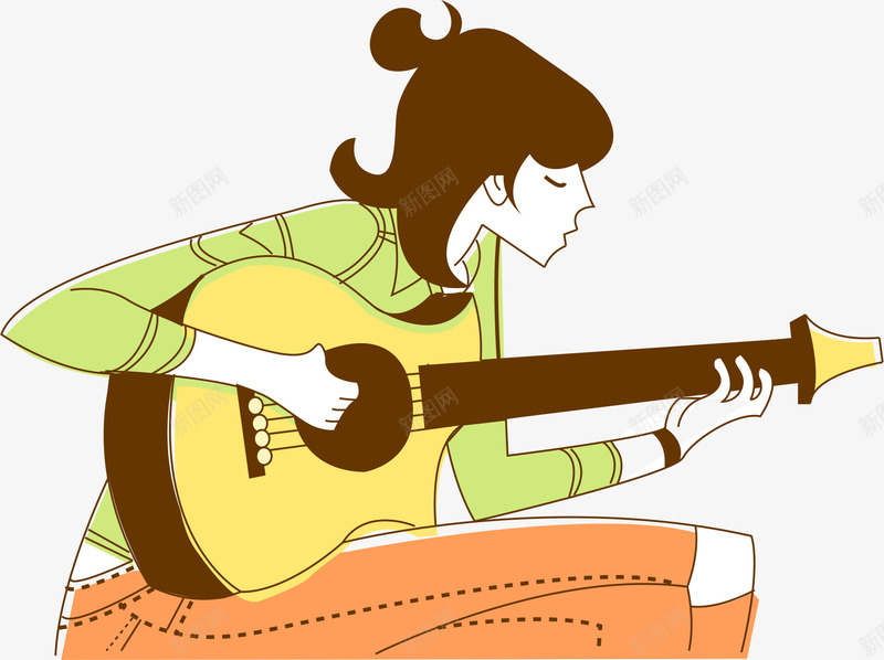 弹吉他的女孩png免抠素材_88icon https://88icon.com 卡通人物 卡通女孩 吉他 吉他少女 女孩 弹吉他 音乐