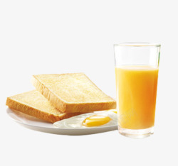 水果汁与面包早餐素材