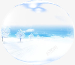 冬季蓝色雪景泡泡素材